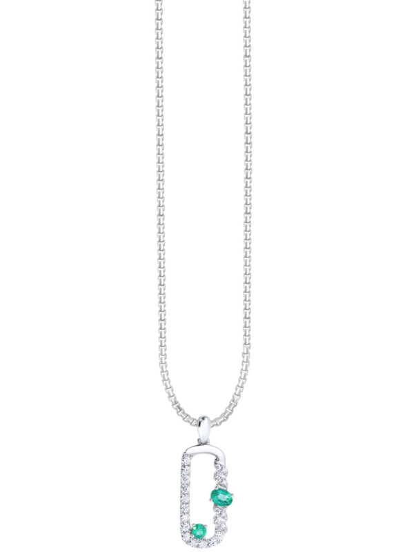 TOMEI Emerald Set Pendant, White Gold 750