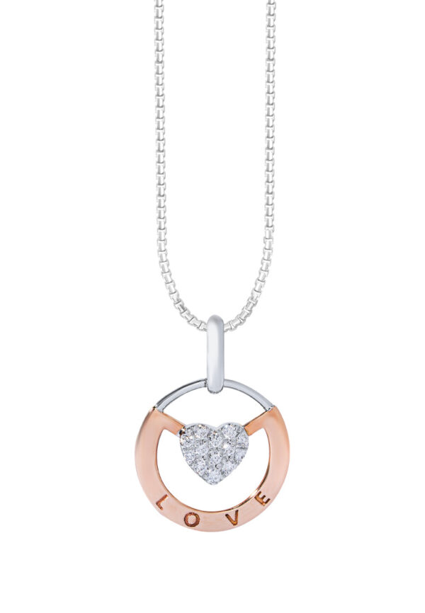 TOMEI Diamond Pendant Set, White+Rose Gold 585