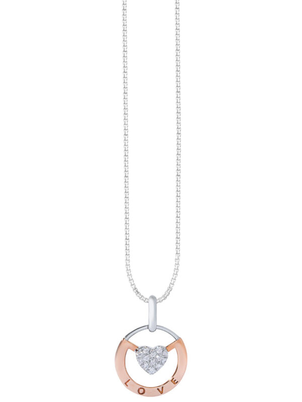 TOMEI Diamond Pendant Set, White+Rose Gold 585