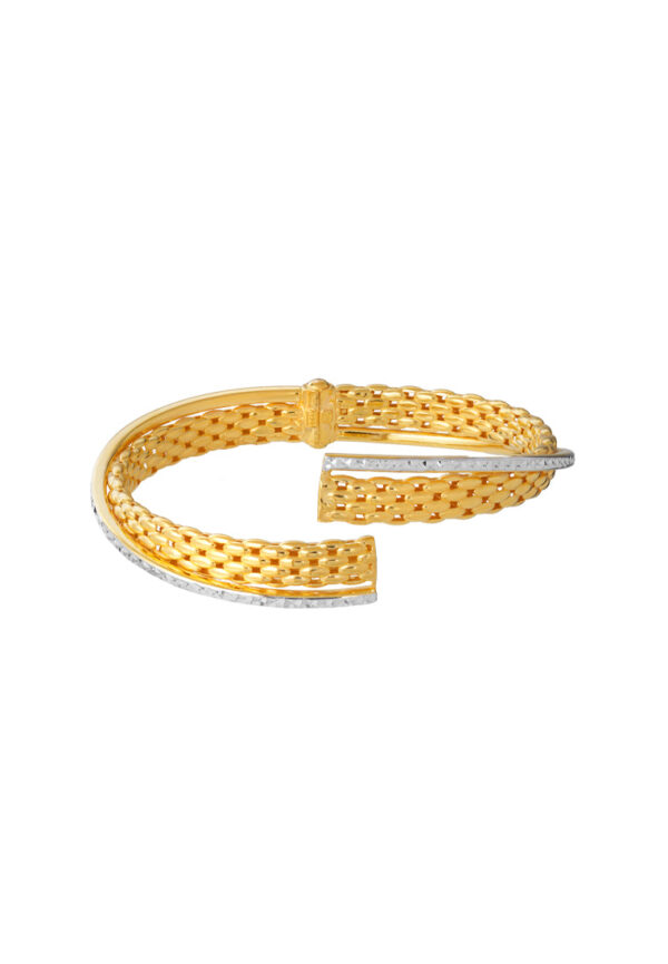 TOMEI Dual-Tone Open Bangle, Yellow Gold 916