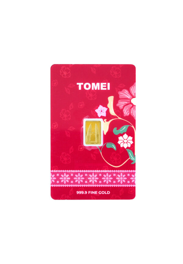 [TOMEI Exclusive] KLCC Twin Towers Raya Floral Gold Bar 1G  | Fine Gold 9999