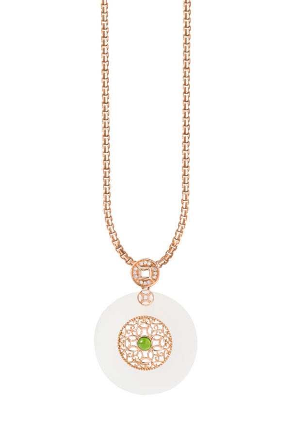 TOMEI Nephrite Pendant, Rose Gold 750