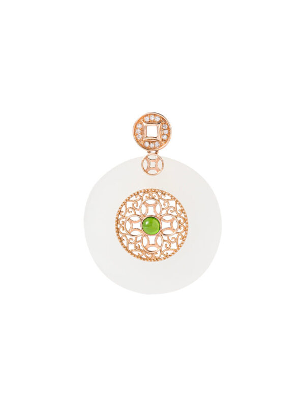 TOMEI Nephrite Pendant, Rose Gold 750