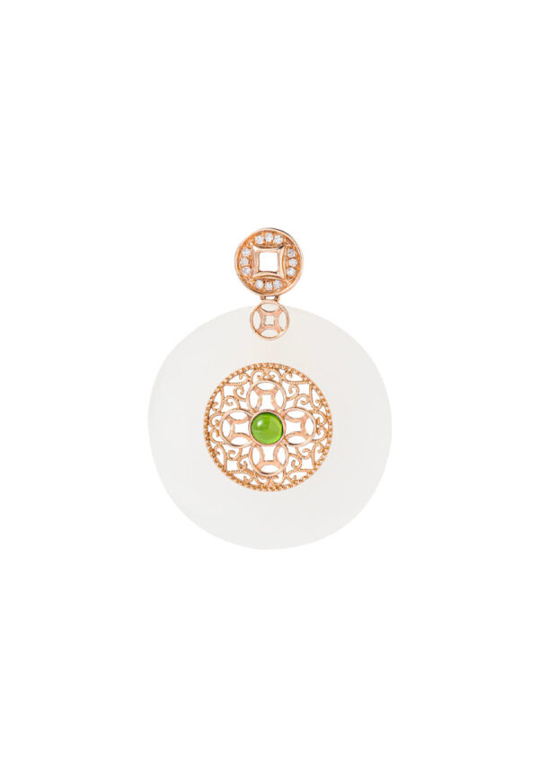 TOMEI Nephrite Pendant, Rose Gold 750