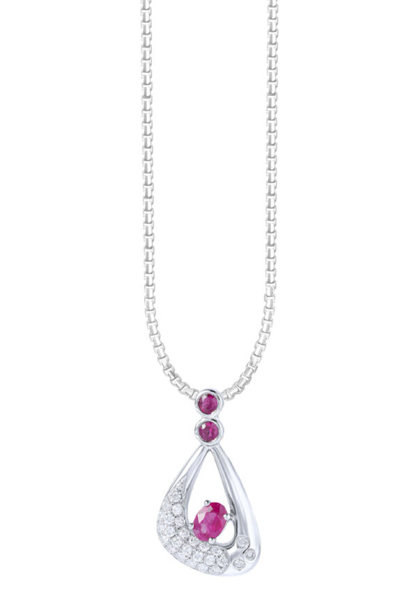 TOMEI Ruby Pendant, White Gold 750