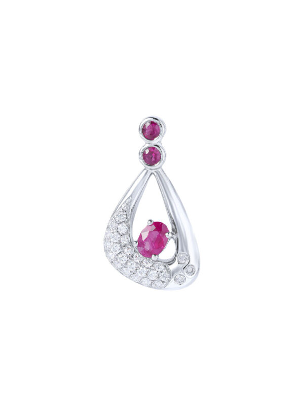 TOMEI Ruby Pendant, White Gold 750