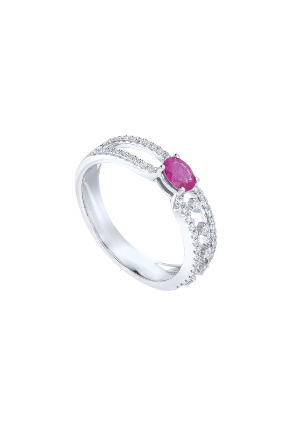 TOMEI Ruby Ring, White Gold 750
