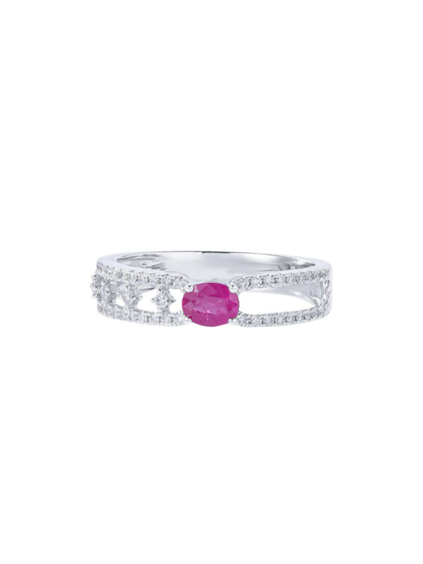 TOMEI Ruby Ring, White Gold 750