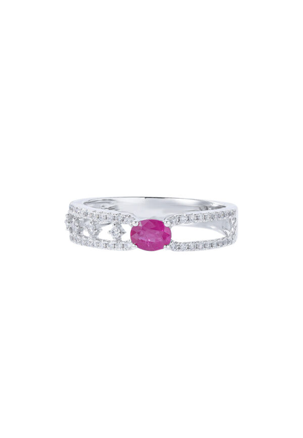 TOMEI Ruby Ring, White Gold 750