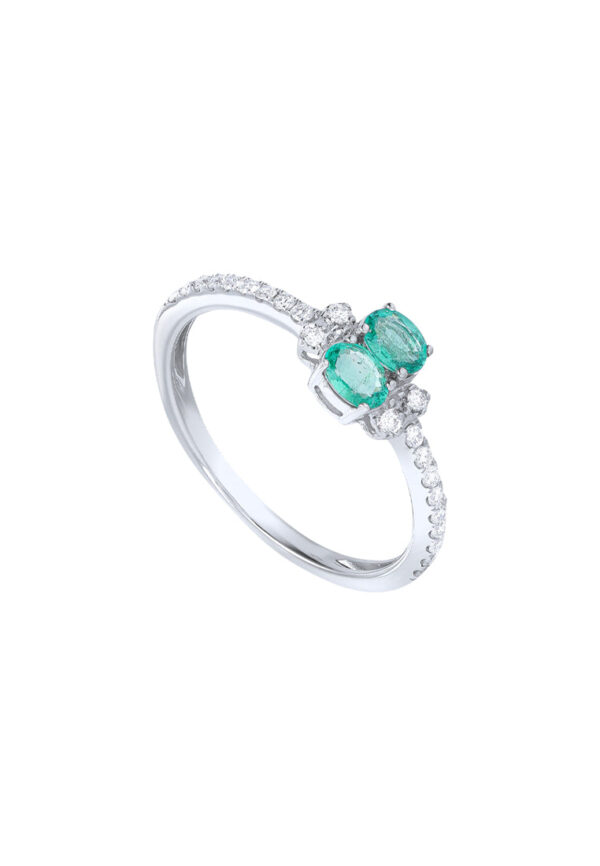 TOMEI Emerald Ring, White Gold 750