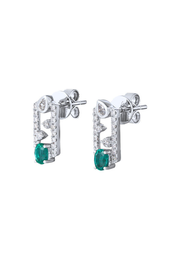 TOMEI Emerald Earrings, White Gold 750