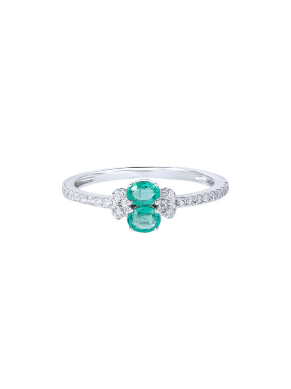 TOMEI Emerald Ring, White Gold 750