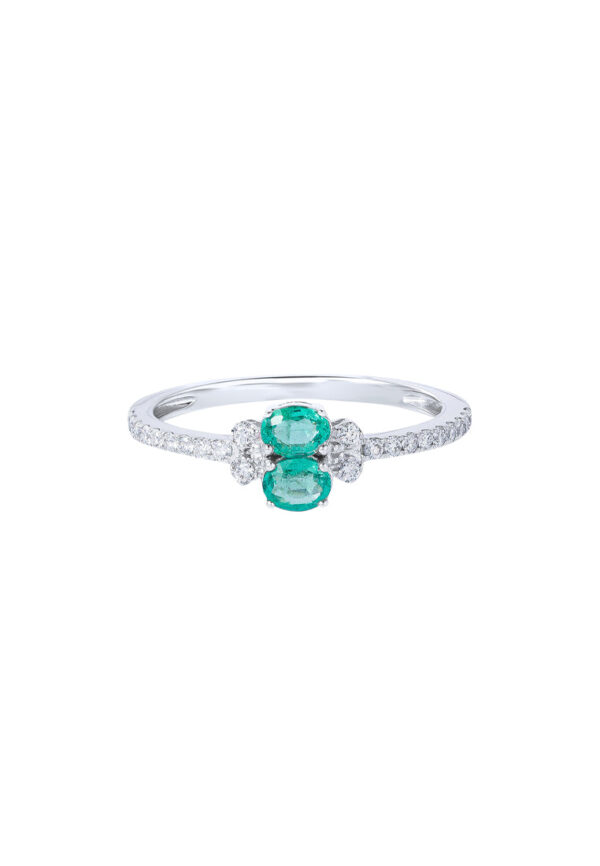 TOMEI Emerald Ring, White Gold 750