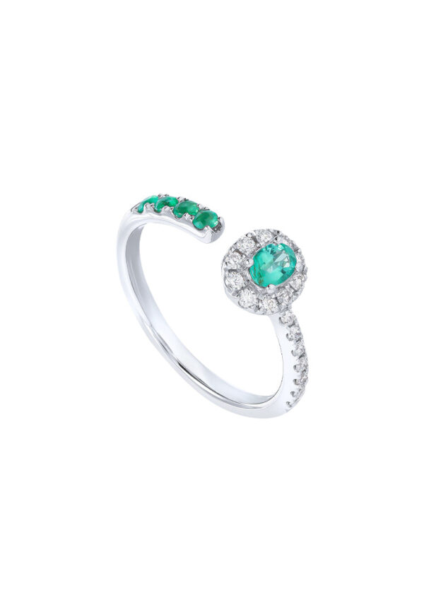 TOMEI Emerald Ring, White Gold 750
