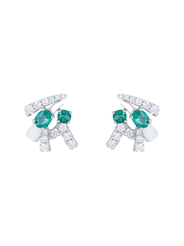 TOMEI Emerald Earrings, White Gold 750