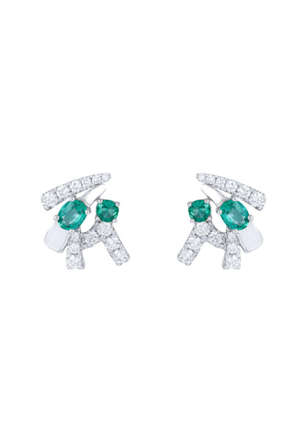 TOMEI Emerald Earrings, White Gold 750