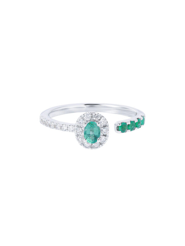 TOMEI Emerald Ring, White Gold 750