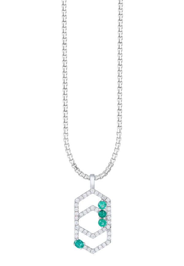 TOMEI Emerald Pendant, White Gold 750