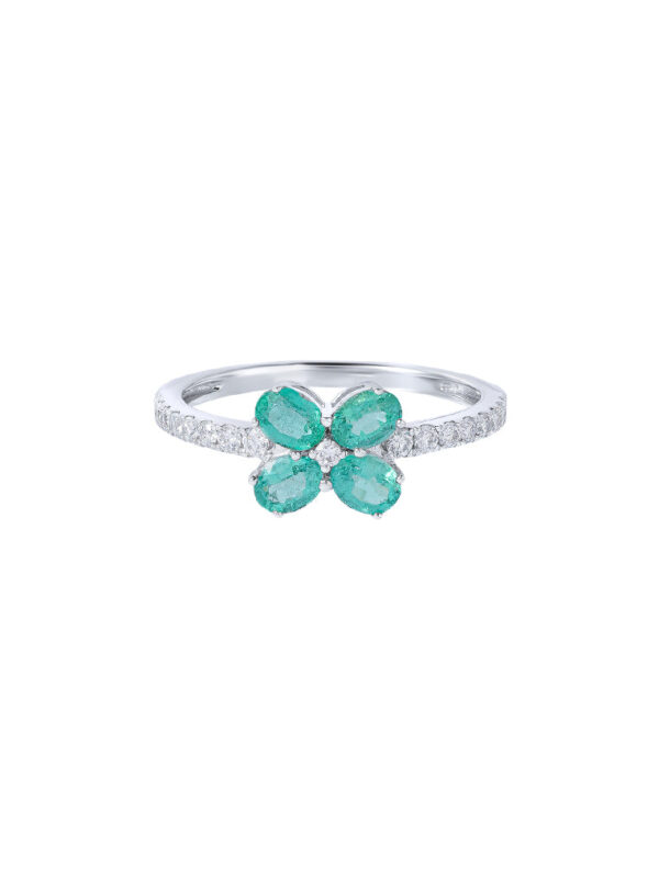 TOMEI Emerald Ring, White Gold 750
