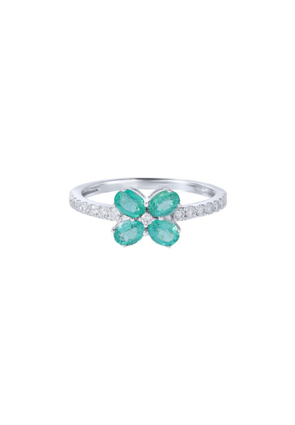 TOMEI Emerald Ring, White Gold 750