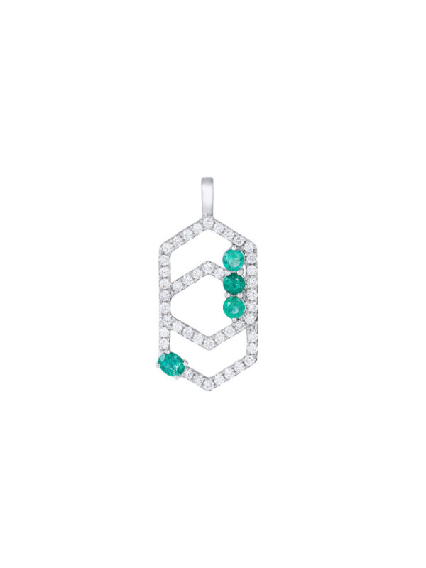 TOMEI Emerald Pendant, White Gold 750