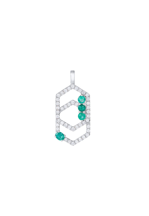 TOMEI Emerald Pendant, White Gold 750
