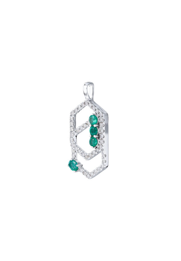 TOMEI Emerald Pendant, White Gold 750