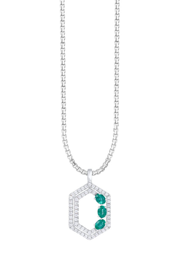 TOMEI Emerald Pendant, White Gold 750