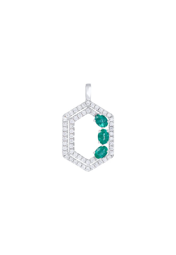 TOMEI Emerald Pendant, White Gold 750