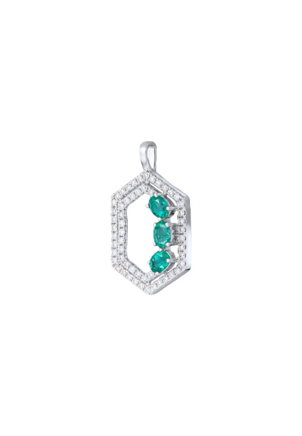TOMEI Emerald Pendant, White Gold 750