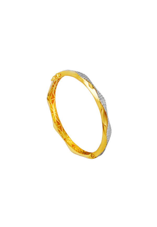 TOMEI Dual-Tone Bangle, Yellow Gold 916