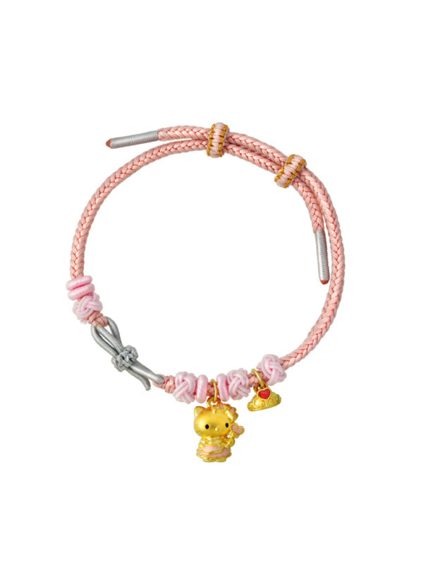 TOMEI Chomel I Sanrio Hello Kitty 5D Charm with rope, Yellow Gold 999