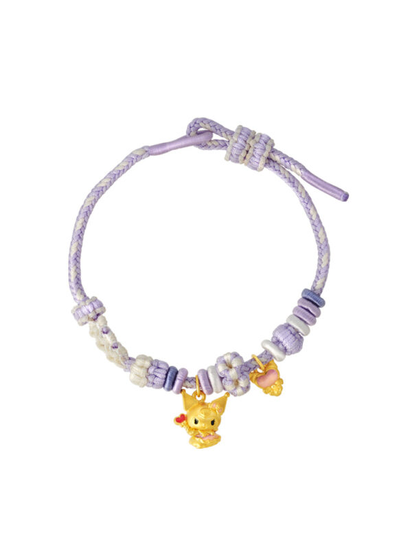 TOMEI Chomel I Sanrio Kuromi 5D Charm with rope, Yellow Gold 999