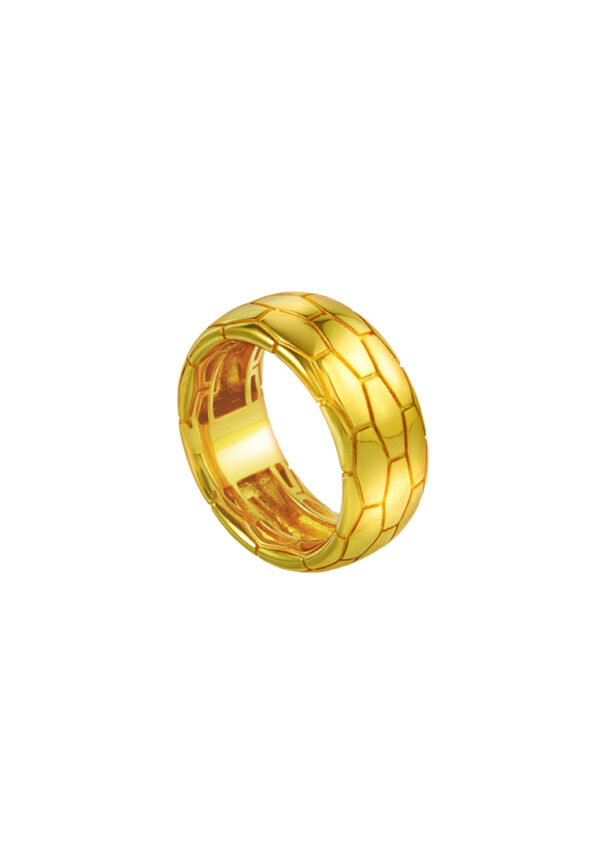 TOMEI Honeycomb-inspired Pattern Ring, Yellow Gold 916
