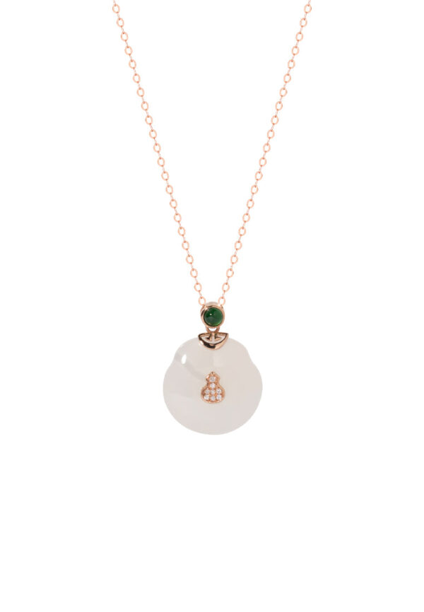 TOMEI Nephrite Series Gourd Necklace, Rose Gold 750