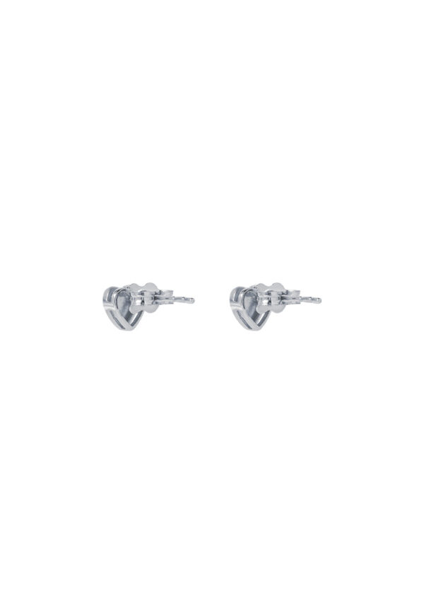 TOMEI Mini Heart Earrings, White Gold 750