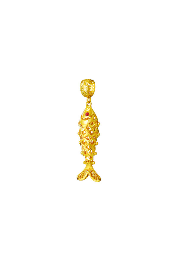 TOMEI Chomel Collection 3D Fish Charm, Yellow Gold 916