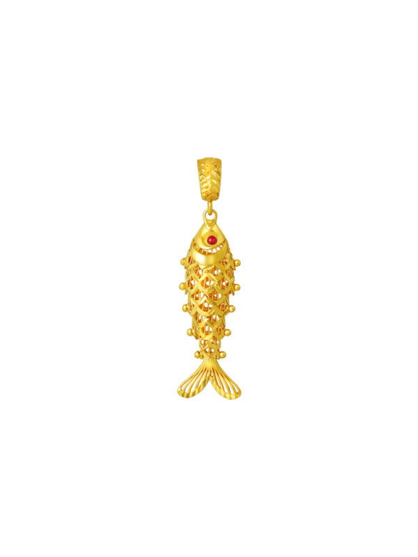 TOMEI Chomel Collection 3D Fish Charm, Yellow Gold 916