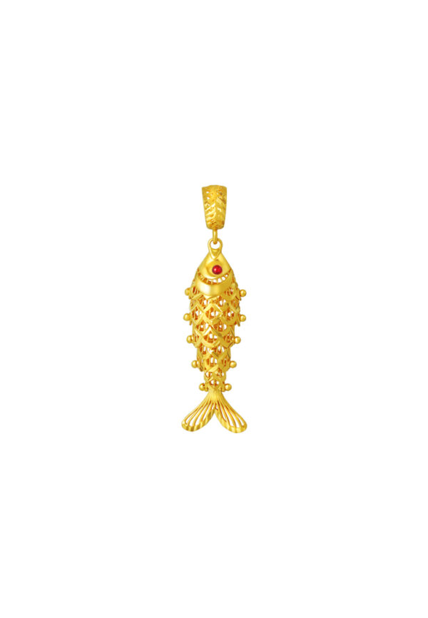 TOMEI Chomel Collection 3D Fish Charm, Yellow Gold 916