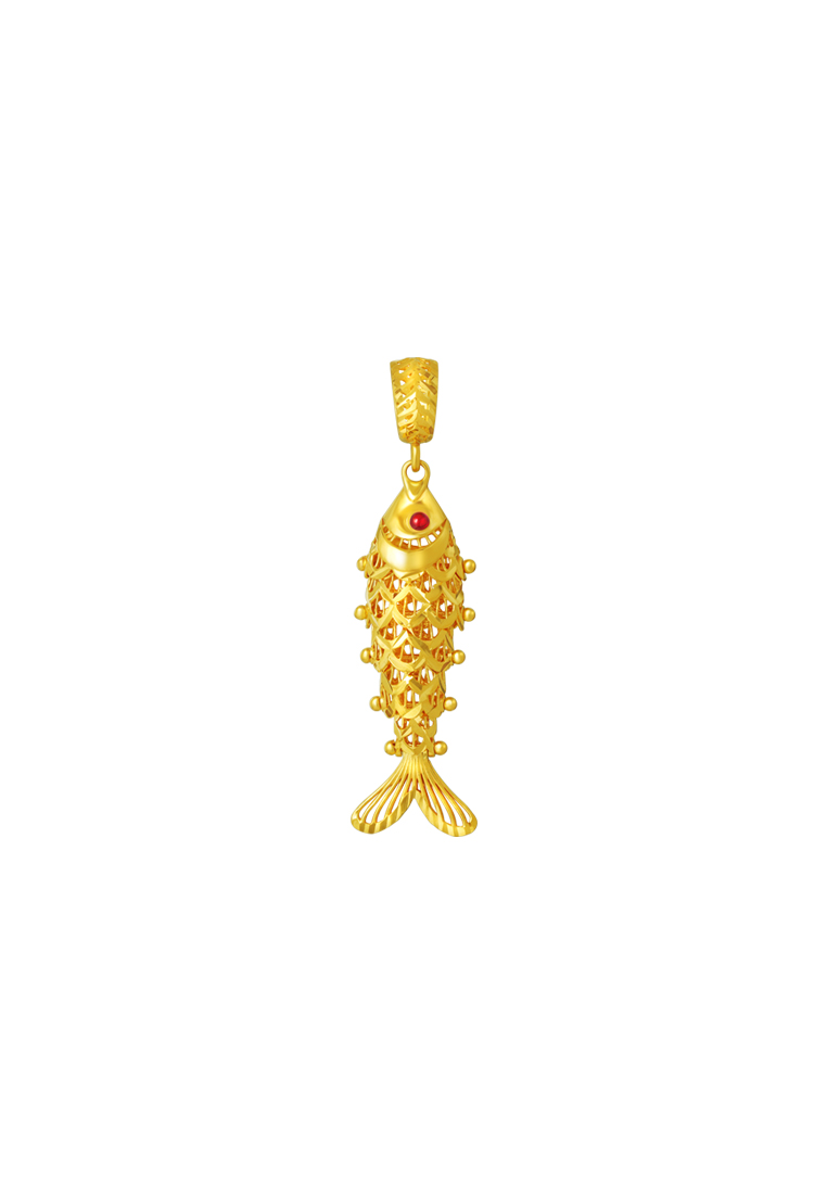 TOMEI Chomel Collection 3D Fish Charm, Yellow Gold 916