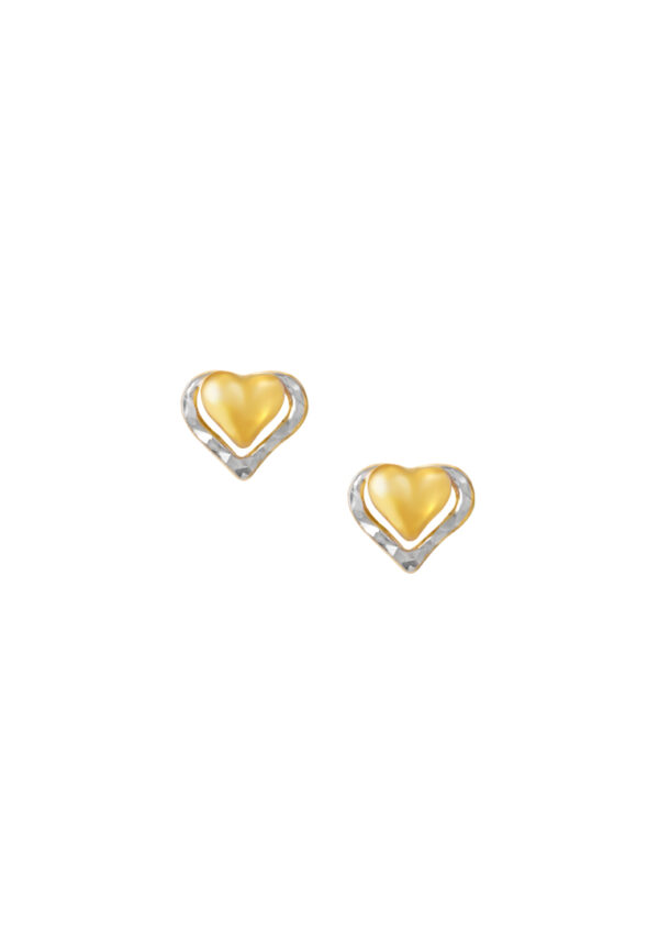 TOMEI Dual-Tone Heart Earrings, Yellow Gold 916
