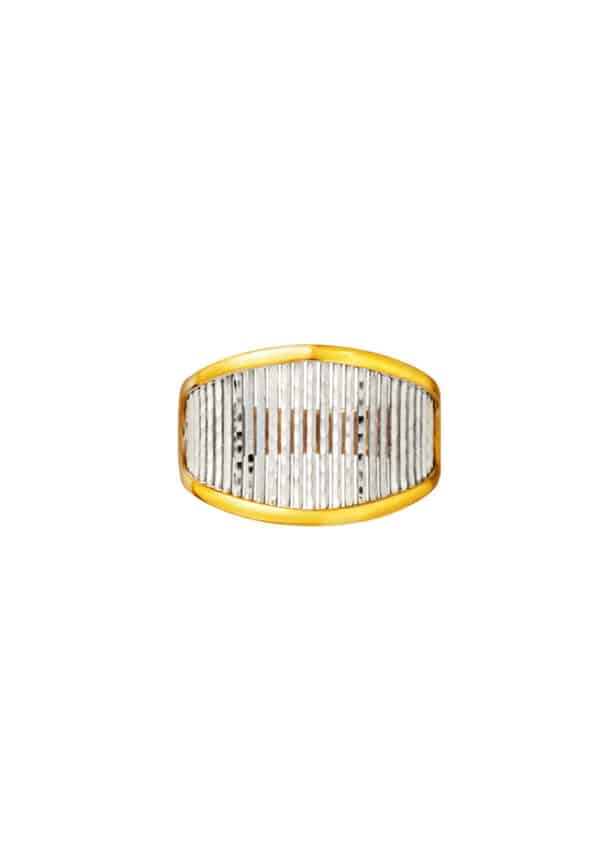 TOMEI Dual-Tone Striated Ring, Yellow Gold 916