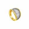 TOMEI Dual-Tone Striated Ring, Yellow Gold 916
