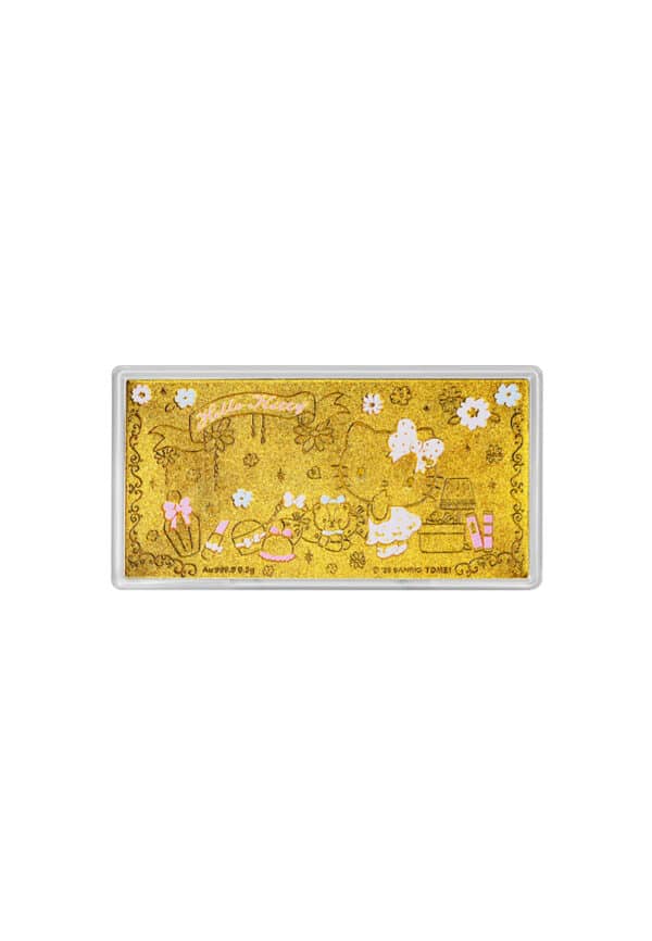 TOMEI I Sanrio Hello Kitty Girly Flower Gold Wafer 0.50G I Fine Gold 9999