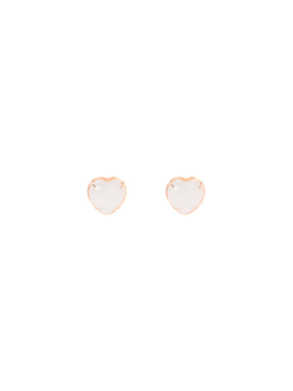 TOMEI Heart Shape Nephrite Earrings, Rose Gold 750