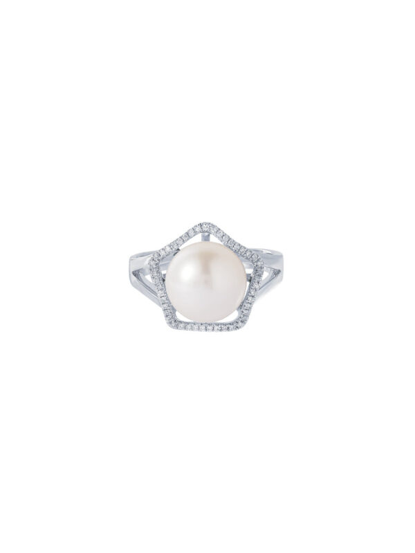TOMEI Pearl Ring, White Gold 585