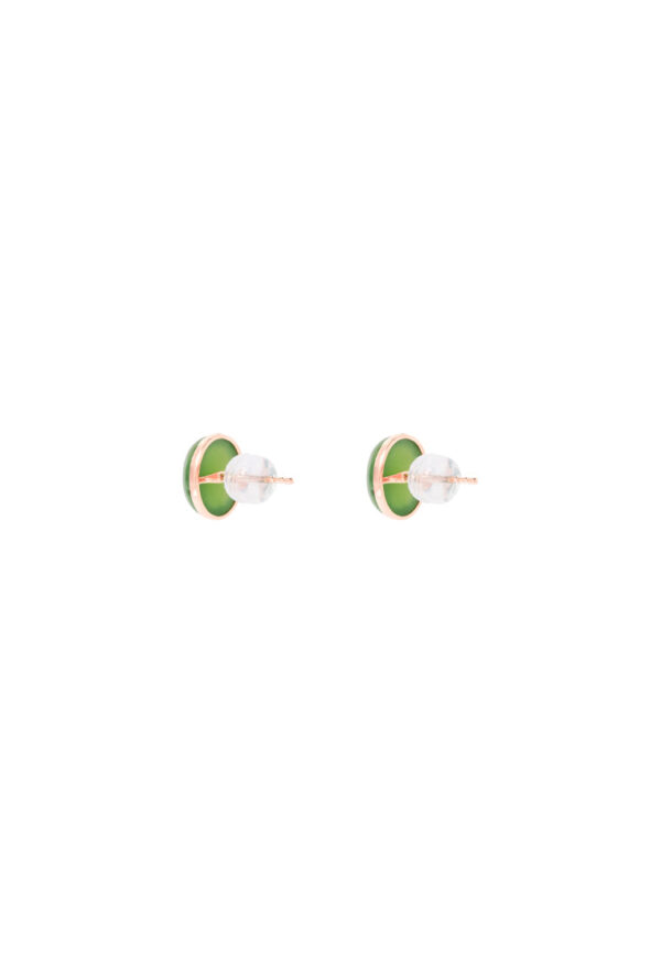 TOMEI Green Oval Nephrite Earrings, Rose Gold 750