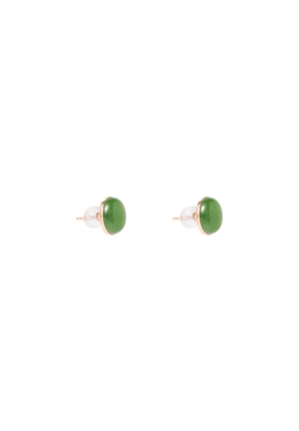 TOMEI Green Oval Nephrite Earrings, Rose Gold 750