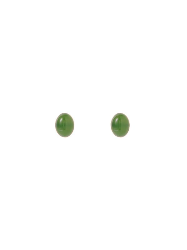 TOMEI Green Oval Nephrite Earrings, Rose Gold 750