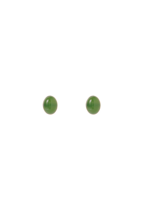 TOMEI Green Oval Nephrite Earrings, Rose Gold 750